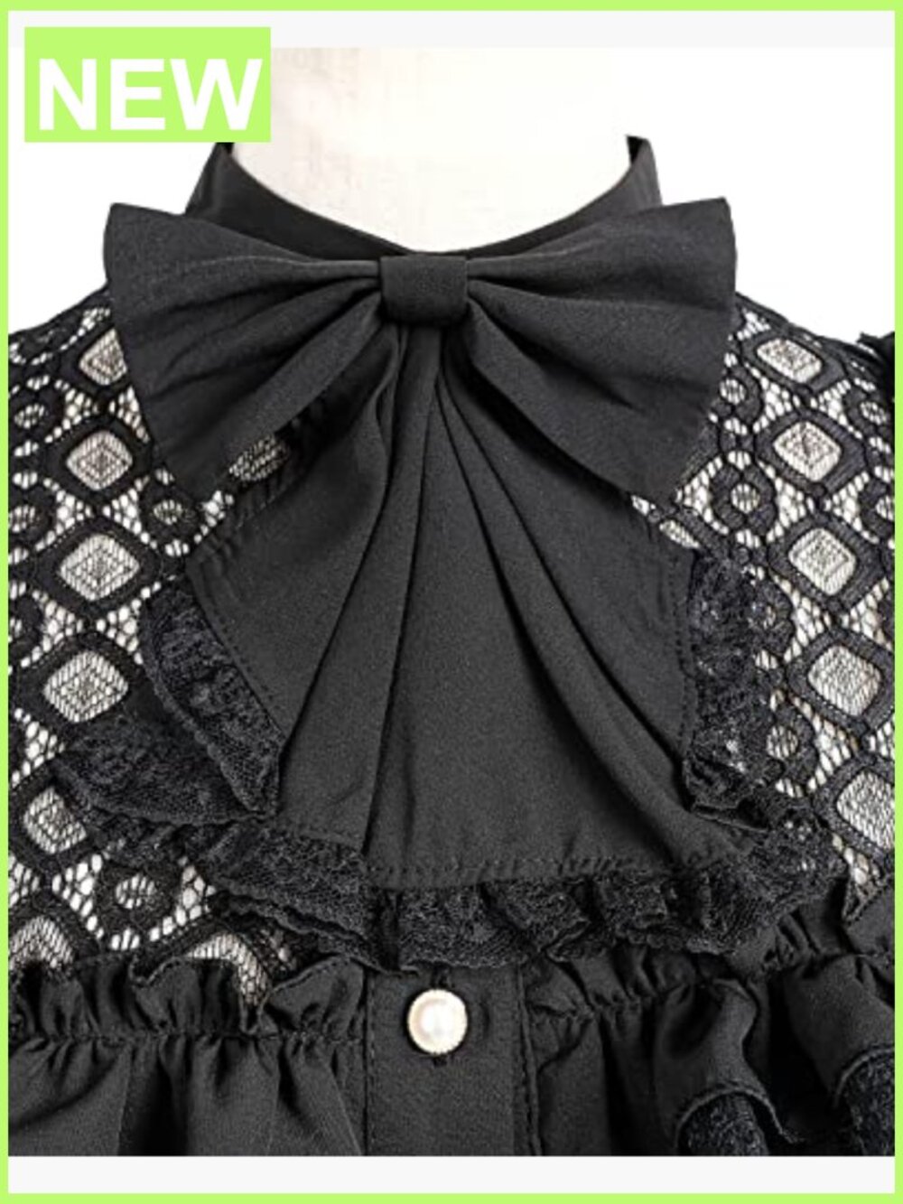 Victorian Blouse Gothic Long Sleeve Lotus Ruffle Tops Vintage Button Down Shirt - Picture 6 of 7